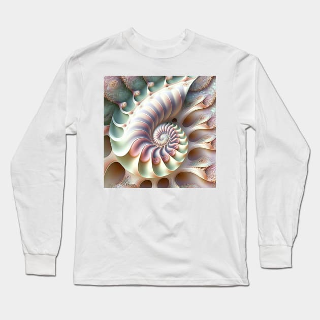 A Fractal Design Featuring a Seashell Pattern Long Sleeve T-Shirt by daniel4510